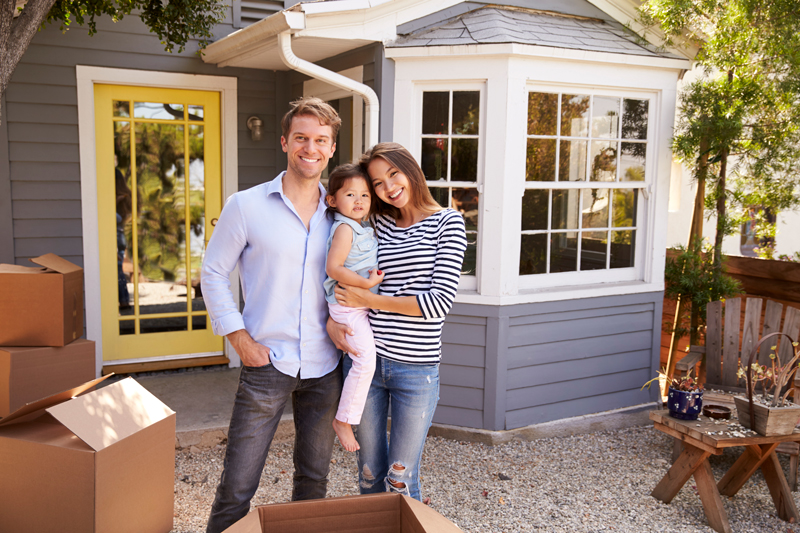 a family moving into their new home