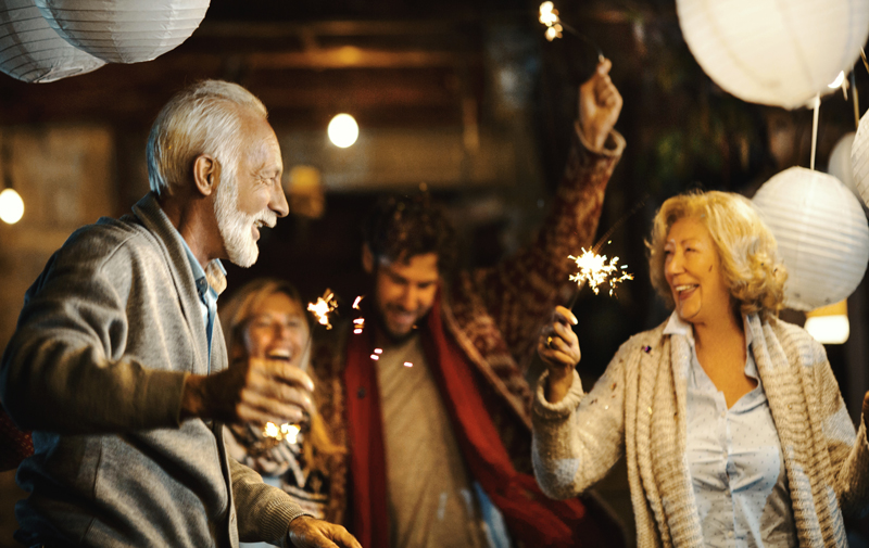 a family celebrating New Year